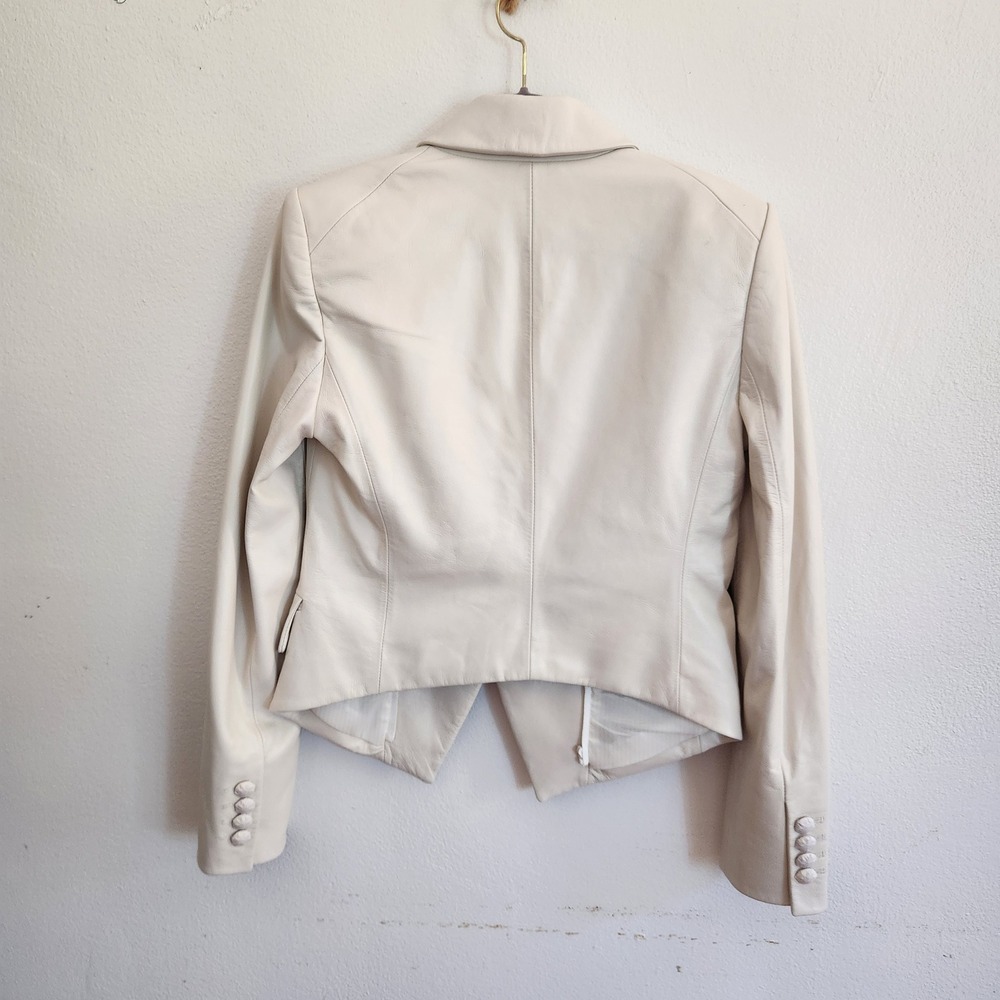 Veronica Beard Genuine Leather Dickie Jacket 4 Bone Chic Neutral Quiet Luxury - Picture 2 of 16